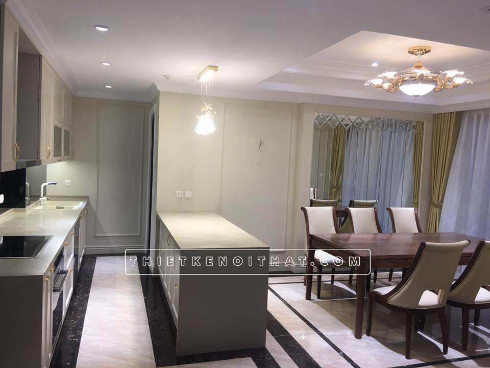 Thiết kế thi công nội thất phòng ăn chung cư tân cổ điển D Thi công chung cư