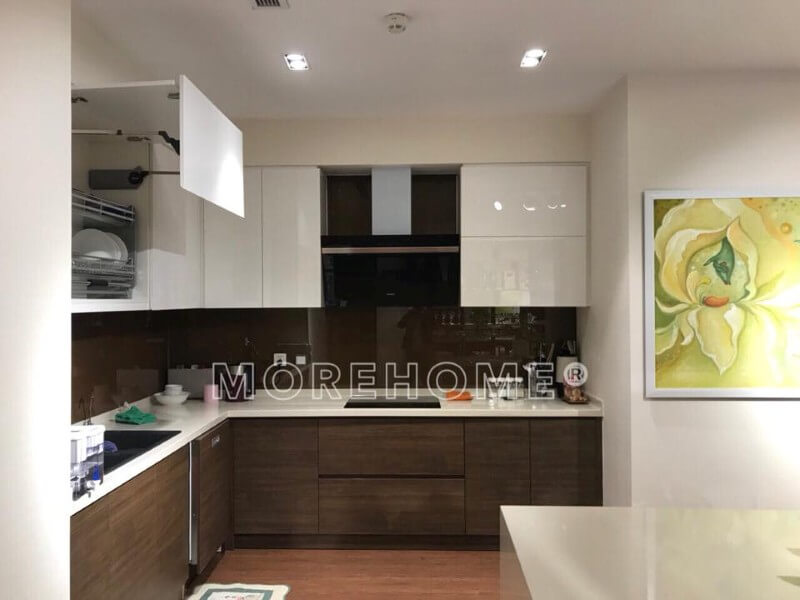 Thi công tủ bếp gỗ công nghiệp hiện đại cho căn hộ chung cư Imperia Garden Nguyễn Huy Tưởng Thanh Xuân Hà Nội Thi công nội thất chung cư hiện đại